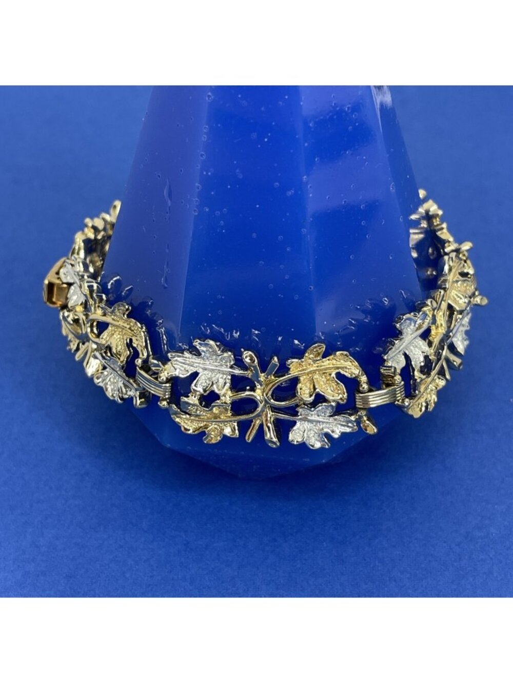 Vintage Sarah Cov Silver-Tone Gold-tone Leaf Linked Bracelet
